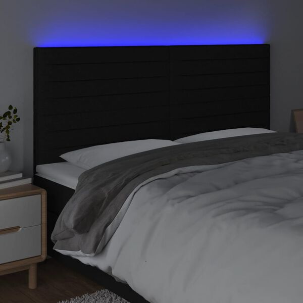 vidaXL T&ecirc;te de lit &agrave; LED Noir 160x5x118/128 cm Tissu