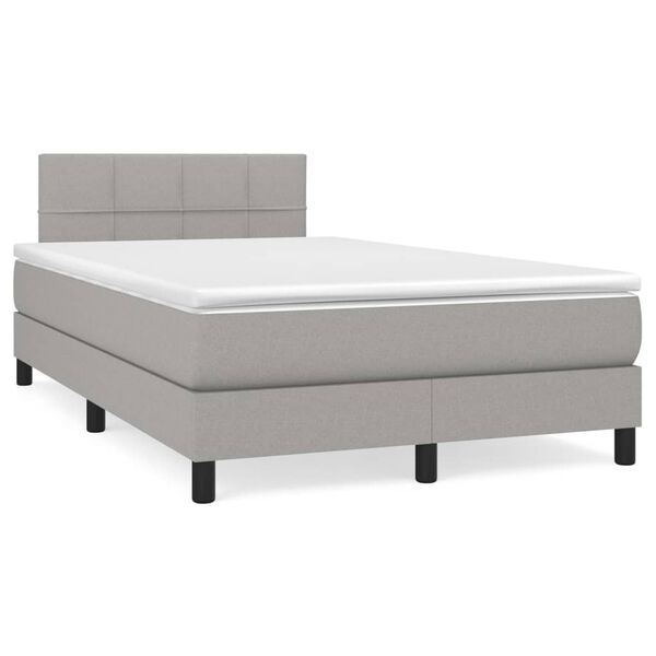 vidaXL Sommier &agrave; lattes de lit et matelas gris clair 120x190 cm tissu