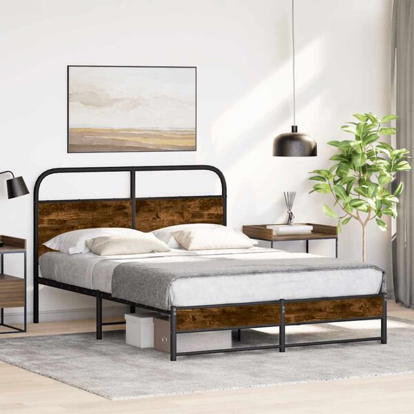 vidaXL Cadre de lit sans matelas 120x190 cm ch&ecirc;ne fum&eacute; bois ing&eacute;nierie