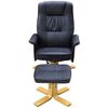 vidaXL Fauteuil avec repose-pied Noir Similicuir
