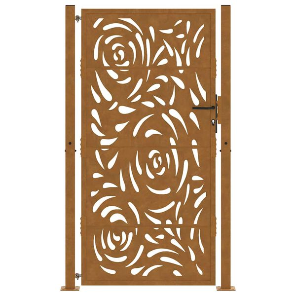 vidaXL Portail de jardin 100x175 cm en acier patin&eacute; motif flamme