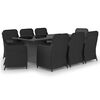 vidaXL Ensemble &agrave; manger de jardin 9 pcs R&eacute;sine tress&eacute;e Noir