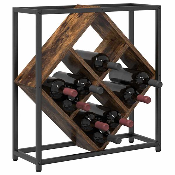 vidaXL &Eacute;tag&egrave;re &agrave; vin Ch&ecirc;ne fum&eacute; 51 x 18 x 52,5 cm Bois d'ing&eacute;nierie