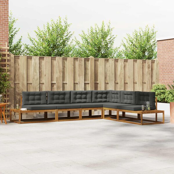 vidaXL Ensemble de canap&eacute;s d'ext&eacute;rieur 6 Pi&egrave;ce Naturel et Anthracite