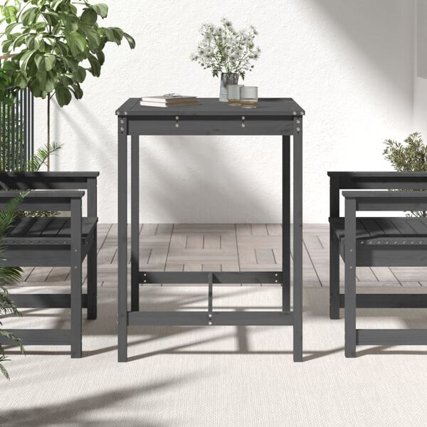 vidaXL Table de jardin gris 82,5x82,5x110 cm bois massif de pin