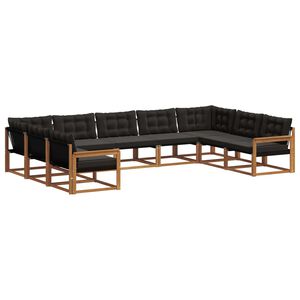 vidaXL Ensemble de canap&eacute;s d'ext&eacute;rieur 9 pcs Naturel et Noir