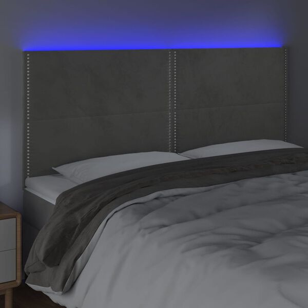 vidaXL T&ecirc;te de lit &agrave; LED Gris clair 200x5x118/128 cm Velours