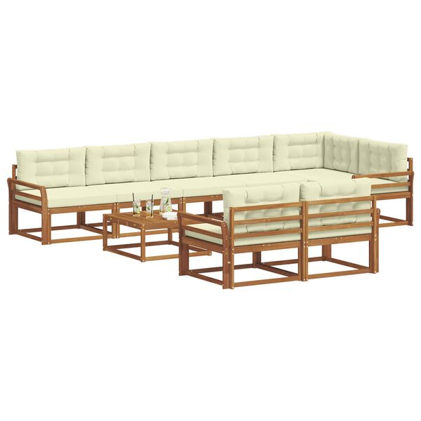 vidaXL Ensemble de canap&eacute;s d'ext&eacute;rieur 9 pcs Naturel et Cr&egrave;me