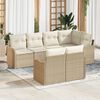 vidaXL Ensemble de canap&eacute; de jardin 7 pcs Beige Poly rotin