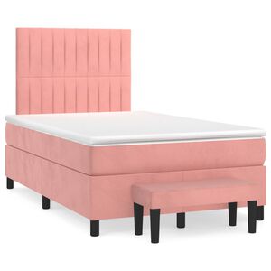 vidaXL Sommier &agrave; lattes de lit avec matelas Rose 120x200 cm Velours