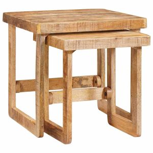 vidaXL Tables gigognes 2 pcs Marron Bois de mangue massif
