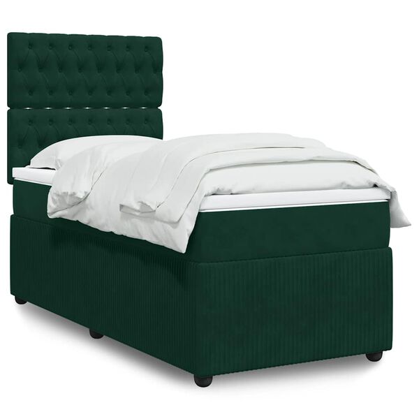 vidaXL Sommier &agrave; lattes de lit avec matelas Vert fonc&eacute; 90x190 cm