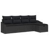 vidaXL Ensemble de Canap&eacute;s 5 pc Noir polyrotin