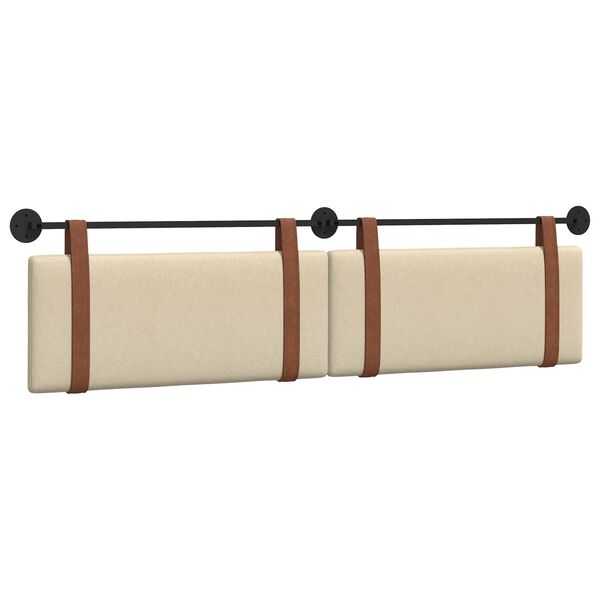 vidaXL T&ecirc;te de lit suspendue Uni Cr&egrave;me 210 x 55 x 5 cm PU antique