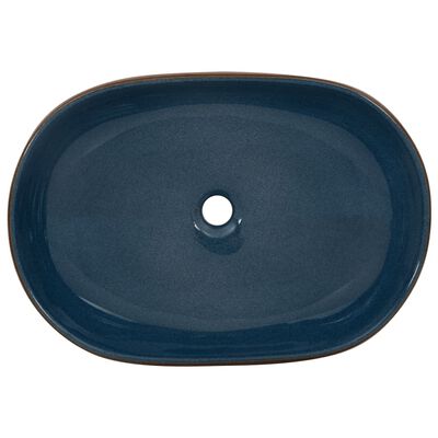 vidaXL Vasque à poser marron et bleu ovale 59x40x14 cm céramique