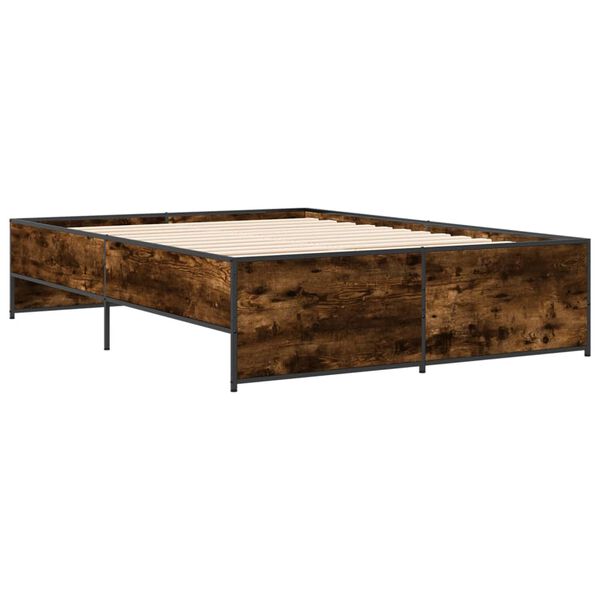 vidaXL Cadre de lit sans matelas ch&ecirc;ne fum&eacute; 140x190 cm