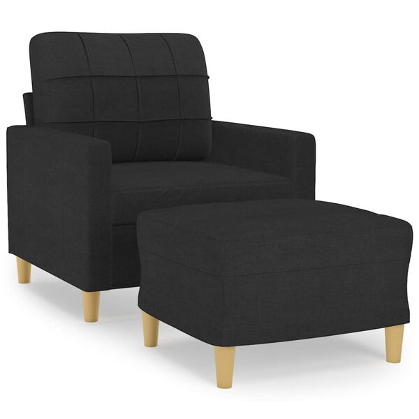 vidaXL Fauteuil avec repose-pied Noir 60 cm Tissu