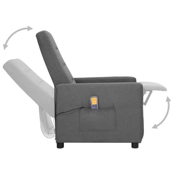 vidaXL Fauteuil de massage Gris clair Tissu