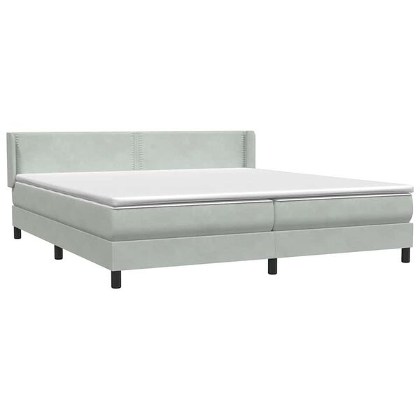 vidaXL Sommier &agrave; lattes de lit et matelas gris clair 180x210cm velours