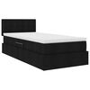 vidaXL Lit avec rangement et LED avec matelas Noir 100 x 200 cm tissu