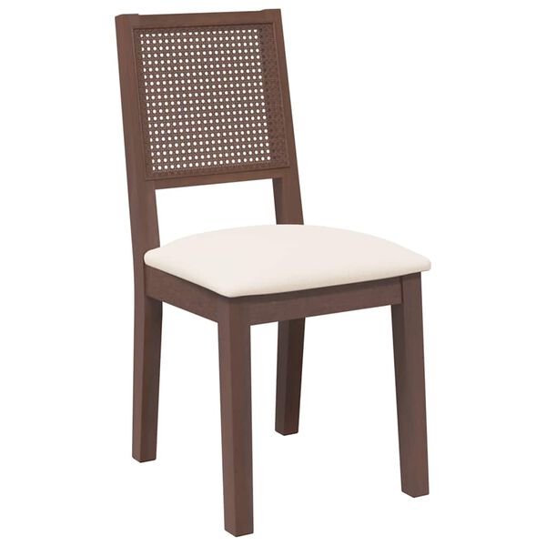 vidaXL Chaises &agrave; manger coussins 2 pcs marron bois massif caoutchouc