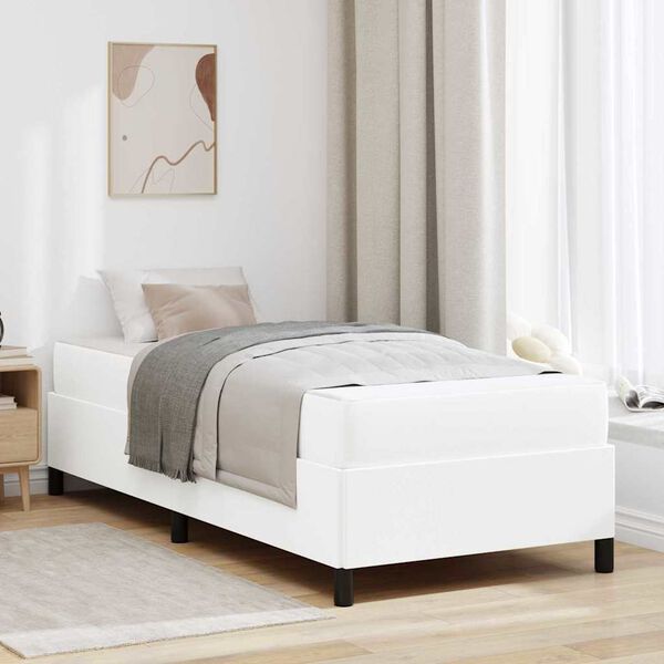 vidaXL Cadre de lit avec matelas Blanc 80 x 200 cm tissu