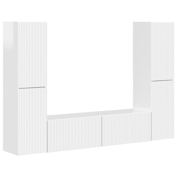 vidaXL Ensemble meuble TV 6 pcs Blanc brillant Bois d'ing&eacute;nierie