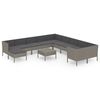 vidaXL Salon de jardin 12 pcs avec coussins R&eacute;sine tress&eacute;e Gris