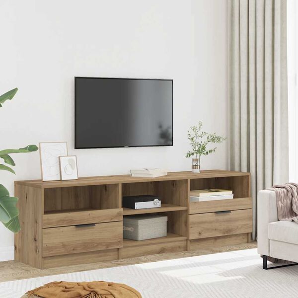 vidaXL Meuble TV ch&ecirc;ne artisanal 150x33,5x45 cm bois d'ing&eacute;nierie