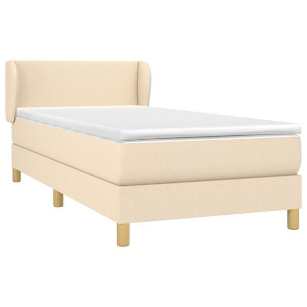 vidaXL Sommier &agrave; lattes de lit avec matelas Cr&egrave;me 100x200 cm Tissu