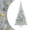 vidaXL Sapin de No&euml;l artificiel pr&eacute;-&eacute;clair&eacute; Argent 210 cm PET