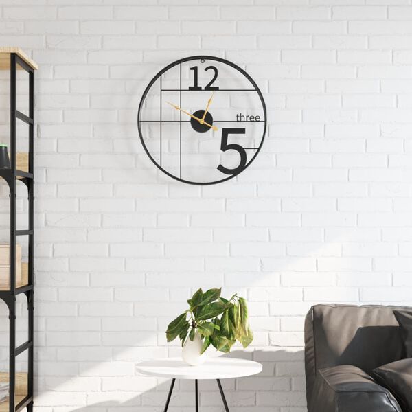 vidaXL Horloge murale noir &Oslash;50 cm fer