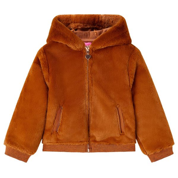 Veste à capuche pour enfants fausse fourrure cognac 92