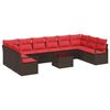 vidaXL Ensemble de canap&eacute; de jardin 11 pc Marron et rouge polyrotin