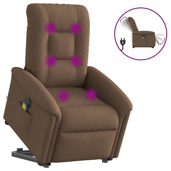 vidaXL Fauteuil inclinable de massage &eacute;lectrique Marron Tissu