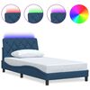 vidaXL Cadre de lit avec LED sans matelas bleu 100x200 cm tissu