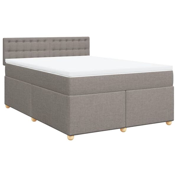 vidaXL Sommier &agrave; lattes de lit avec matelas Taupe 160x200 cm Tissu