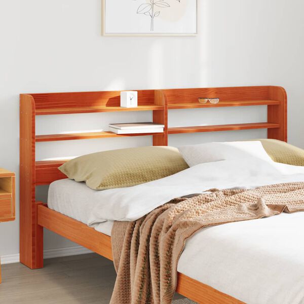 vidaXL Tête de lit avec étagères marron cire 135 cm bois massif de pin