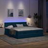 vidaXL Cadre de lit ottoman avec matelas bleu fonc&eacute; 200x200 cm velours