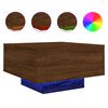 vidaXL Table basse avec lumi&egrave;res LED ch&ecirc;ne marron 55x55x31 cm