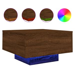 vidaXL Table basse avec lumi&egrave;res LED ch&ecirc;ne marron 55x55x31 cm