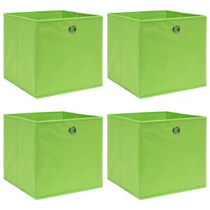 vidaXL Bo&icirc;tes de rangement 4 pcs Vert 32x32x32 cm Tissu