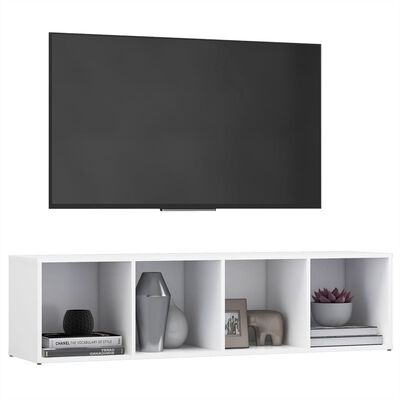 vidaXL Meuble TV Blanc 142,5x35x36,5 cm Aggloméré