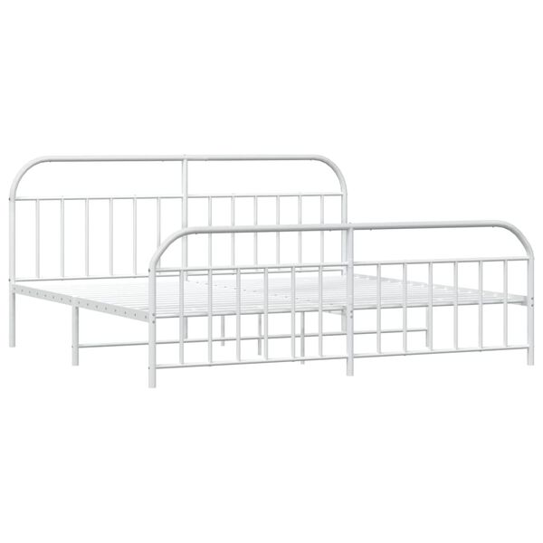 vidaXL Cadre de lit m&eacute;tal sans matelas et pied de lit blanc 200x200 cm