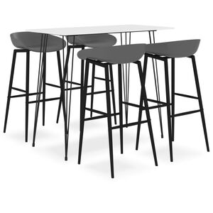 vidaXL Ensemble de bar 5 pcs Blanc et gris