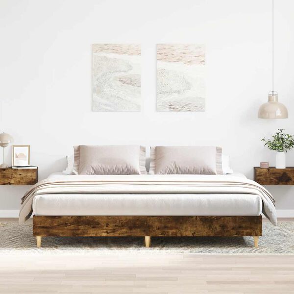 vidaXL Cadre de lit sans matelas chêne fumé 160x200 cm bois ingénierie