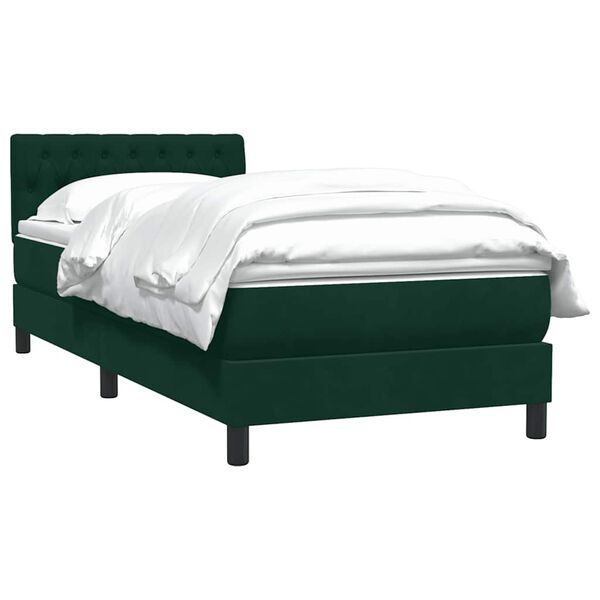 vidaXL Sommier &agrave; lattes de lit et matelas vert fonc&eacute; 90x210 cm velours