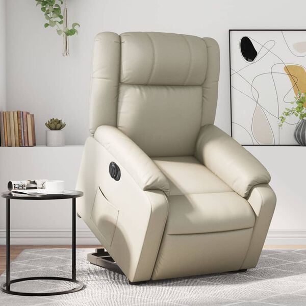 vidaXL Fauteuil inclinable &eacute;lectrique cr&egrave;me similicuir