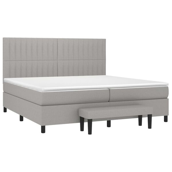 vidaXL Sommier &agrave; lattes de lit avec matelas Gris clair 200x200cm Tissu