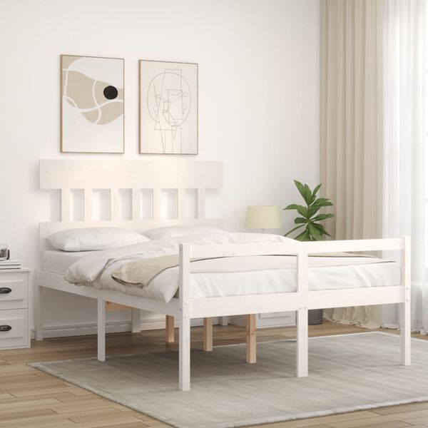 vidaXL Lit pour personne &acirc;g&eacute;e sans matelas blanc bois massif